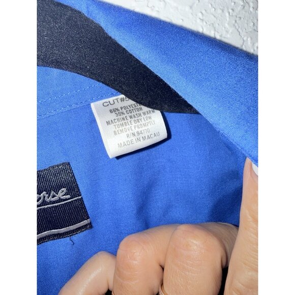 Vtg. White Horse Ranch Western Shirt Button Down Size Large Blue Pearl Snap 2A - Picture 4 of 6